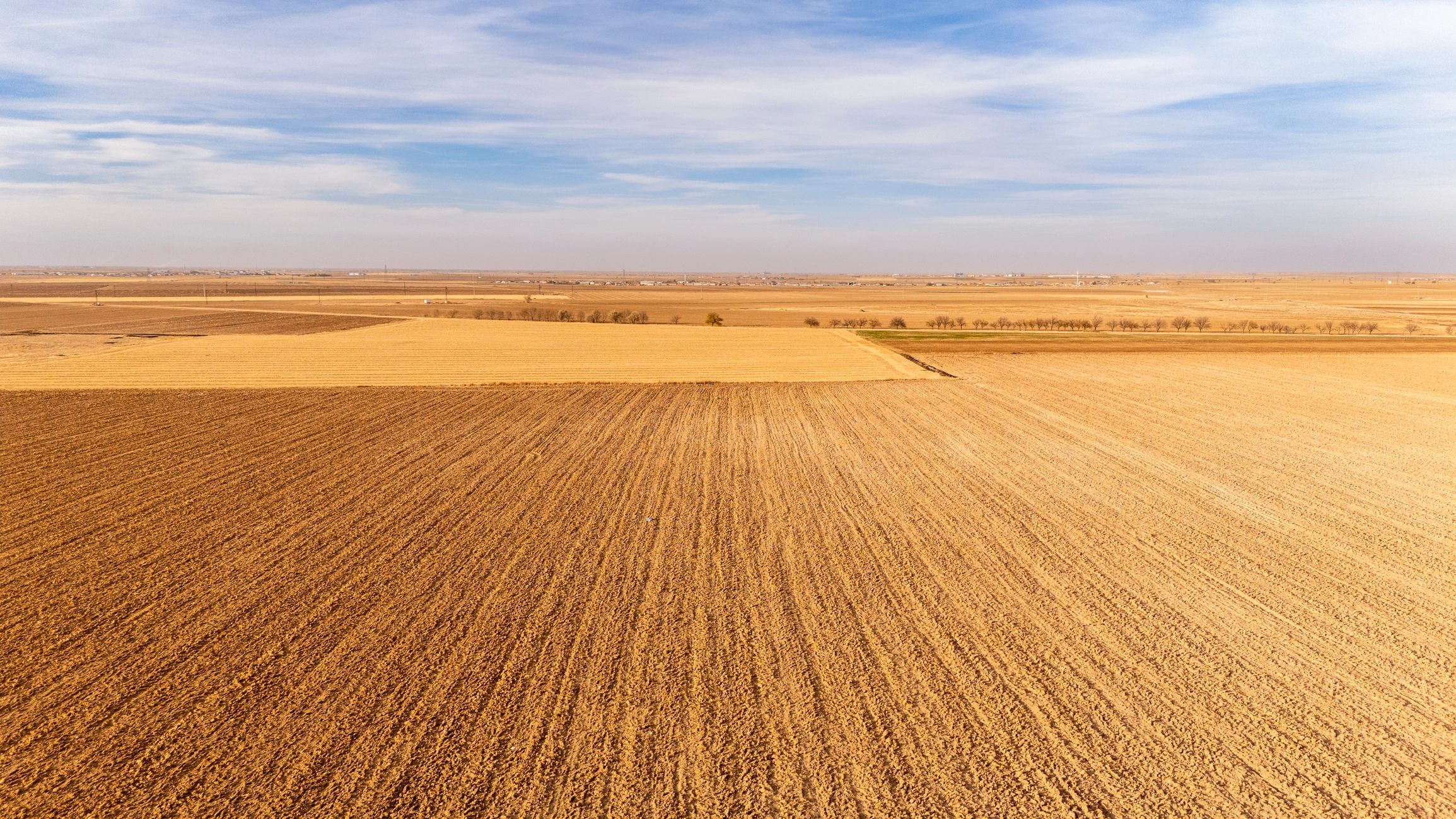 Drone footage of Wide agriculture field